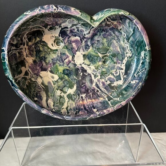 McCoy Cascade Line Pottery Heart Kidney Shape Glazed Pottery 1960’s MCM Vintage - Picture 1 of 11